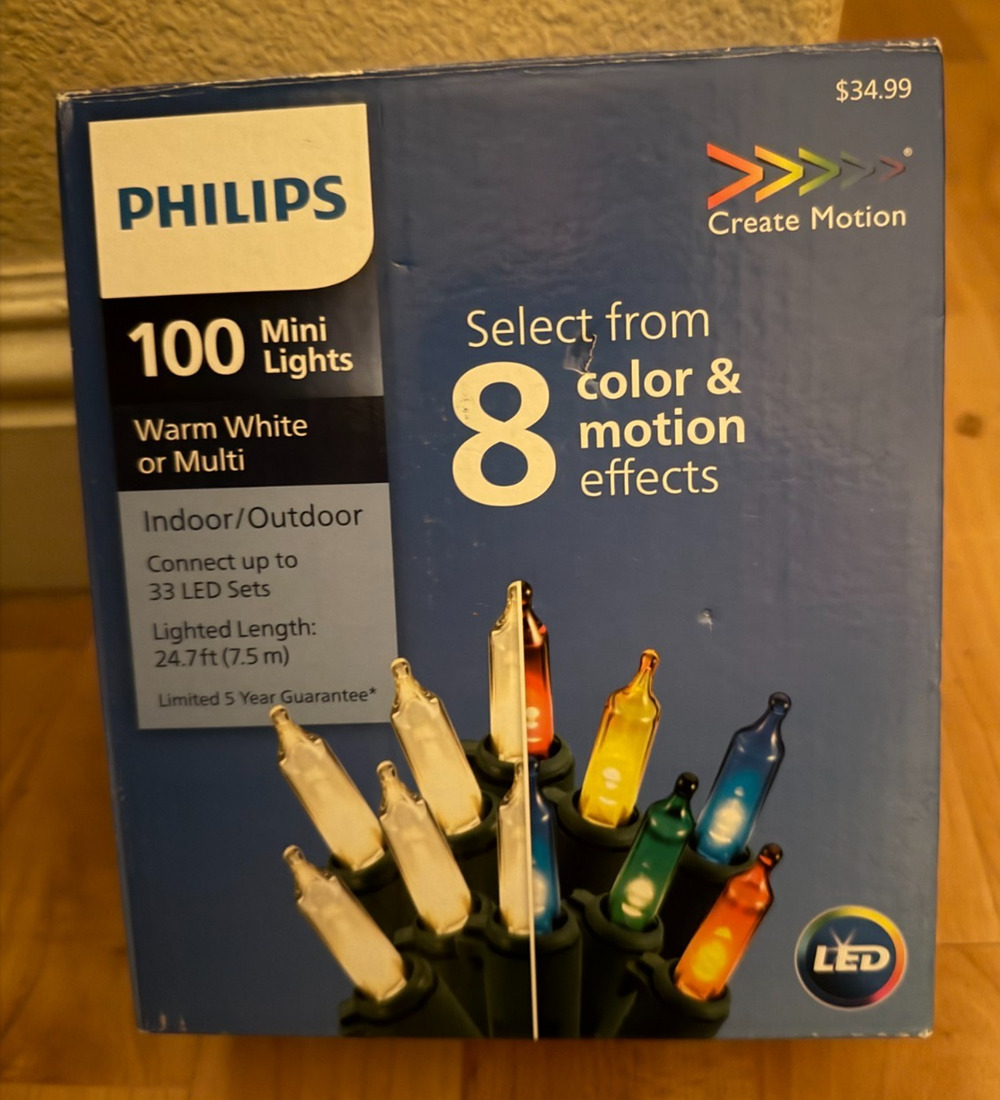 Philips LED Warm White /Multi Color Motion Effects Mini Christmas Lights